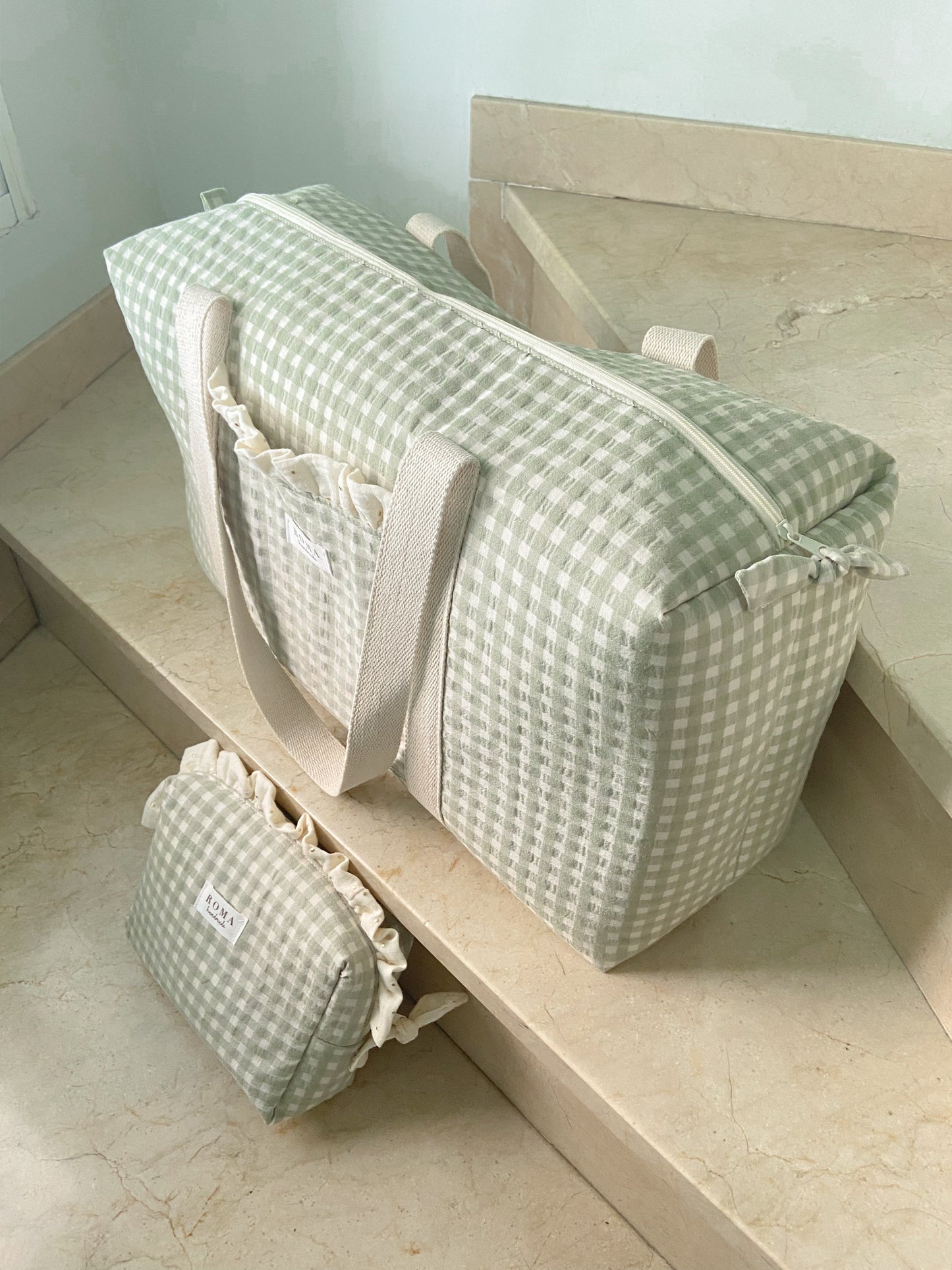 Bolso viaje o deporte - VICHY VERDE + Golden