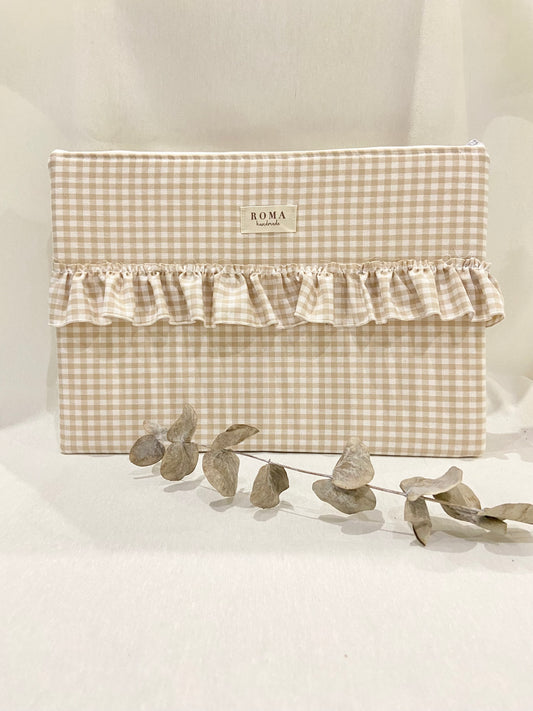 Funda ordenador o tablet VICHY BEIGE + VOLANTE