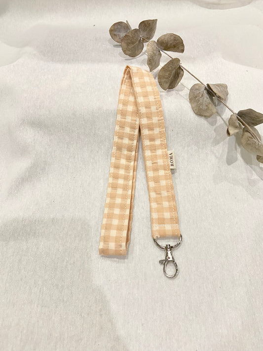 Cuelgallaves - lanyard VICHY MELOCOTÓN