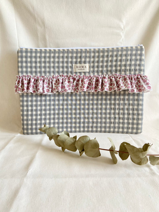 Funda ordenador o tablet VICHY GRIS + VOLANTE