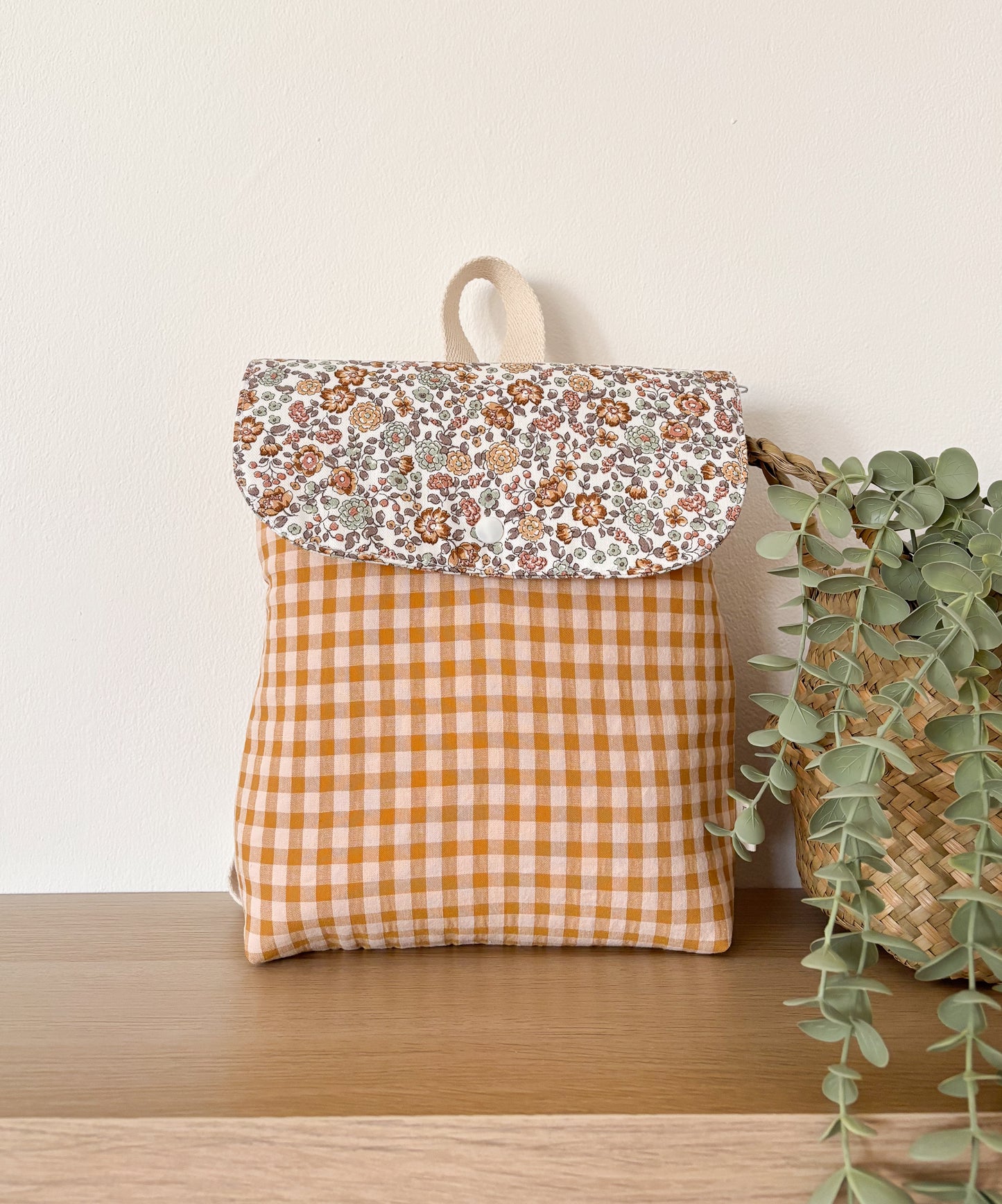 Mochila solapa VICHY CARAMELO + BRUNA