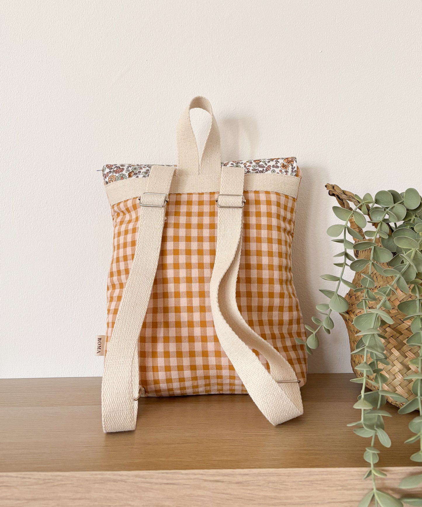 Mochila solapa VICHY CARAMELO + BRUNA