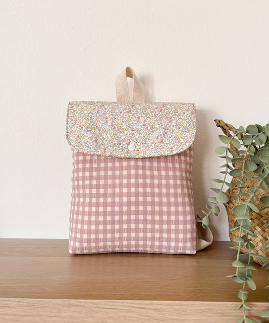 Mochila solapa VICHY ROSA + JULIETA