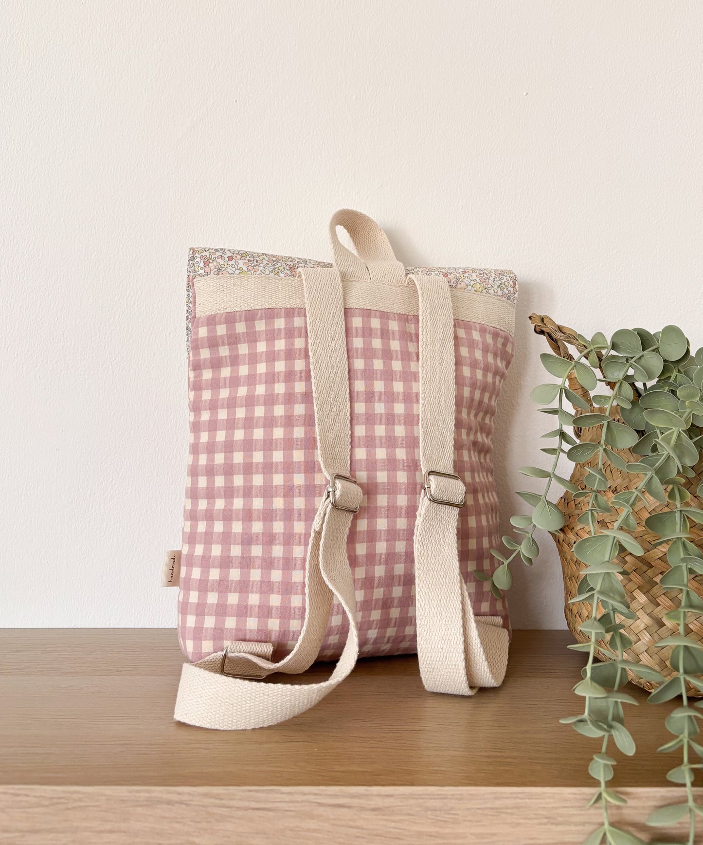 Mochila solapa VICHY ROSA + JULIETA