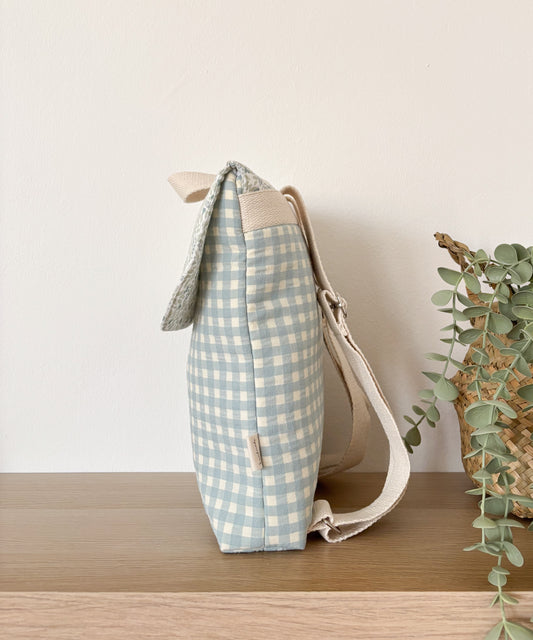 Mochila solapa VICHY AQUA + OLIVIA