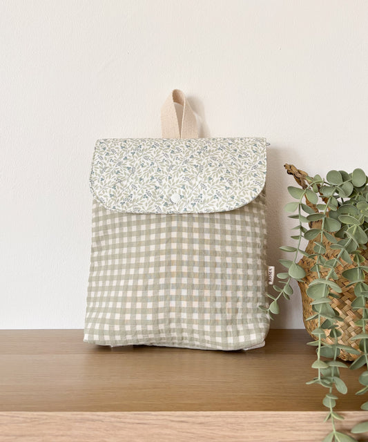 Mochila solapa VICHY VERDE + OLIVIA