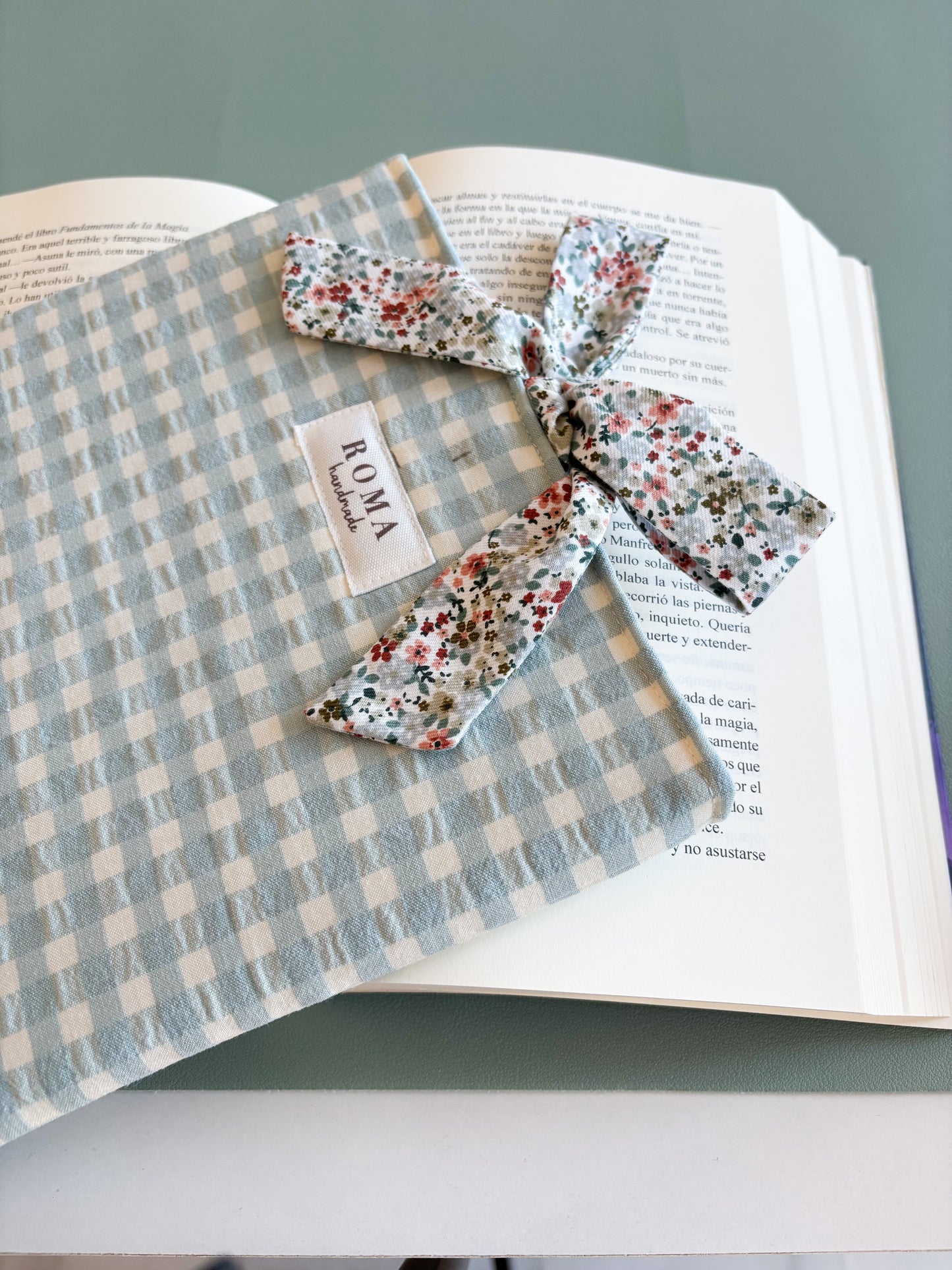 Funda para libro VICHY AQUA con lazo MARTINA