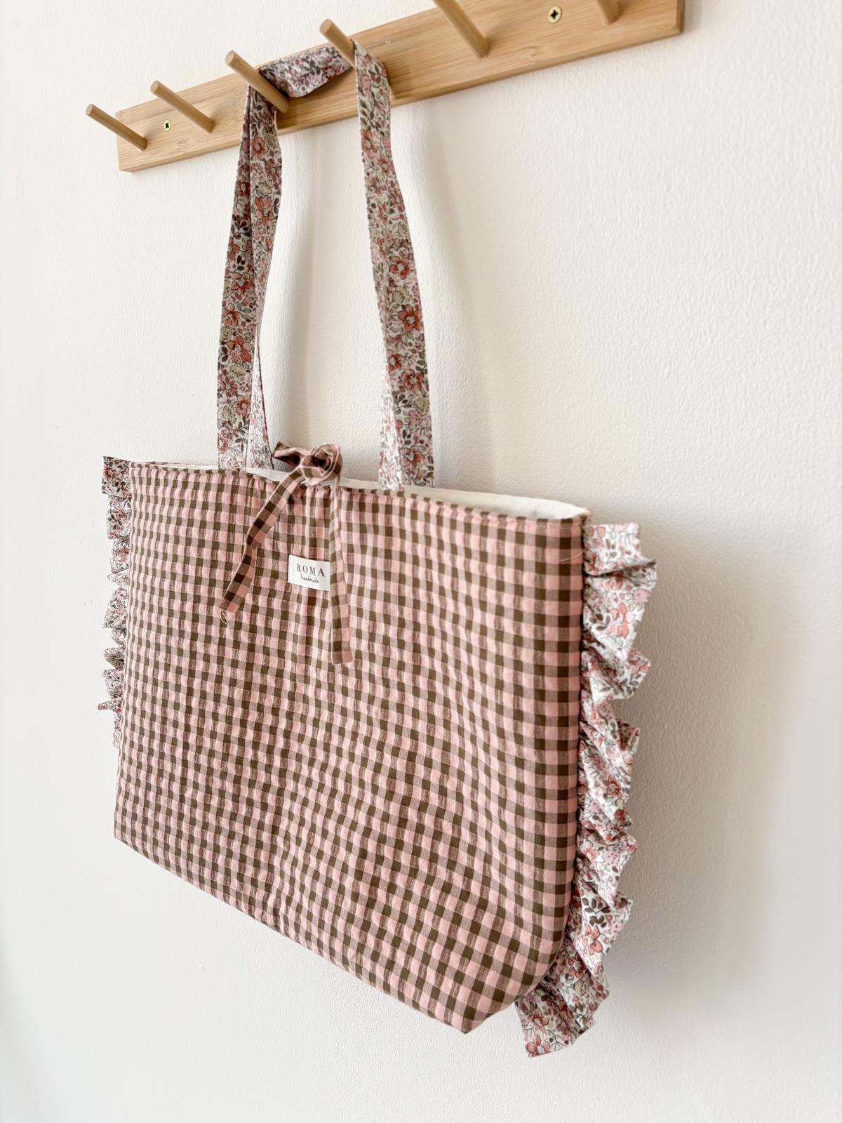 Bolso VICHY CHOCOLATE + volantes NOA