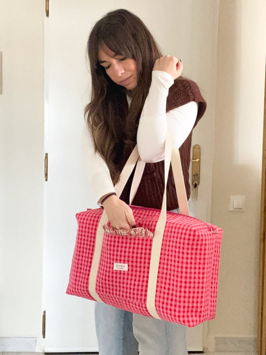 Bolso viaje o deporte - VICHY FRESITA + Beth hecho artesanalmente en España.