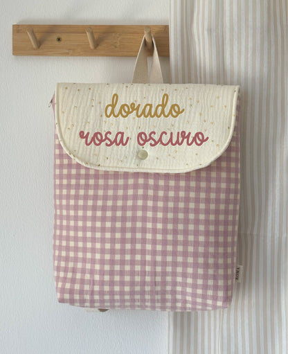 Mochila VICHY ROSA + GOLDEN