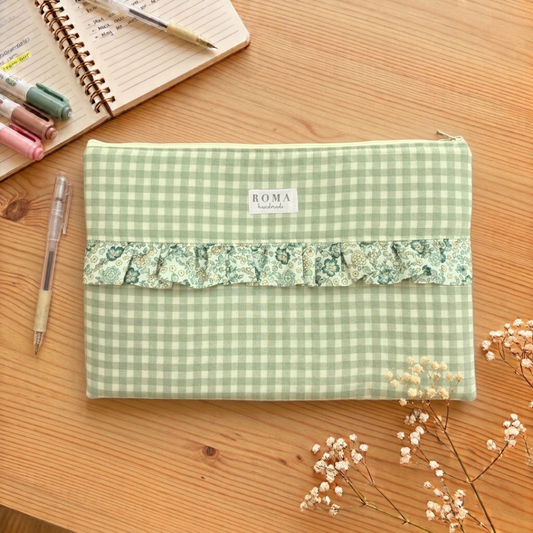 Funda ordenador o tablet VICHY VERDE + JAZMÍN