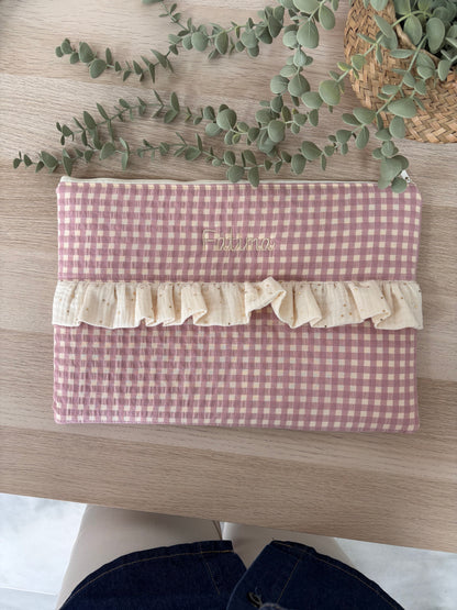 Funda ordenador o tablet VICHY ROSA + volante GOLDEN