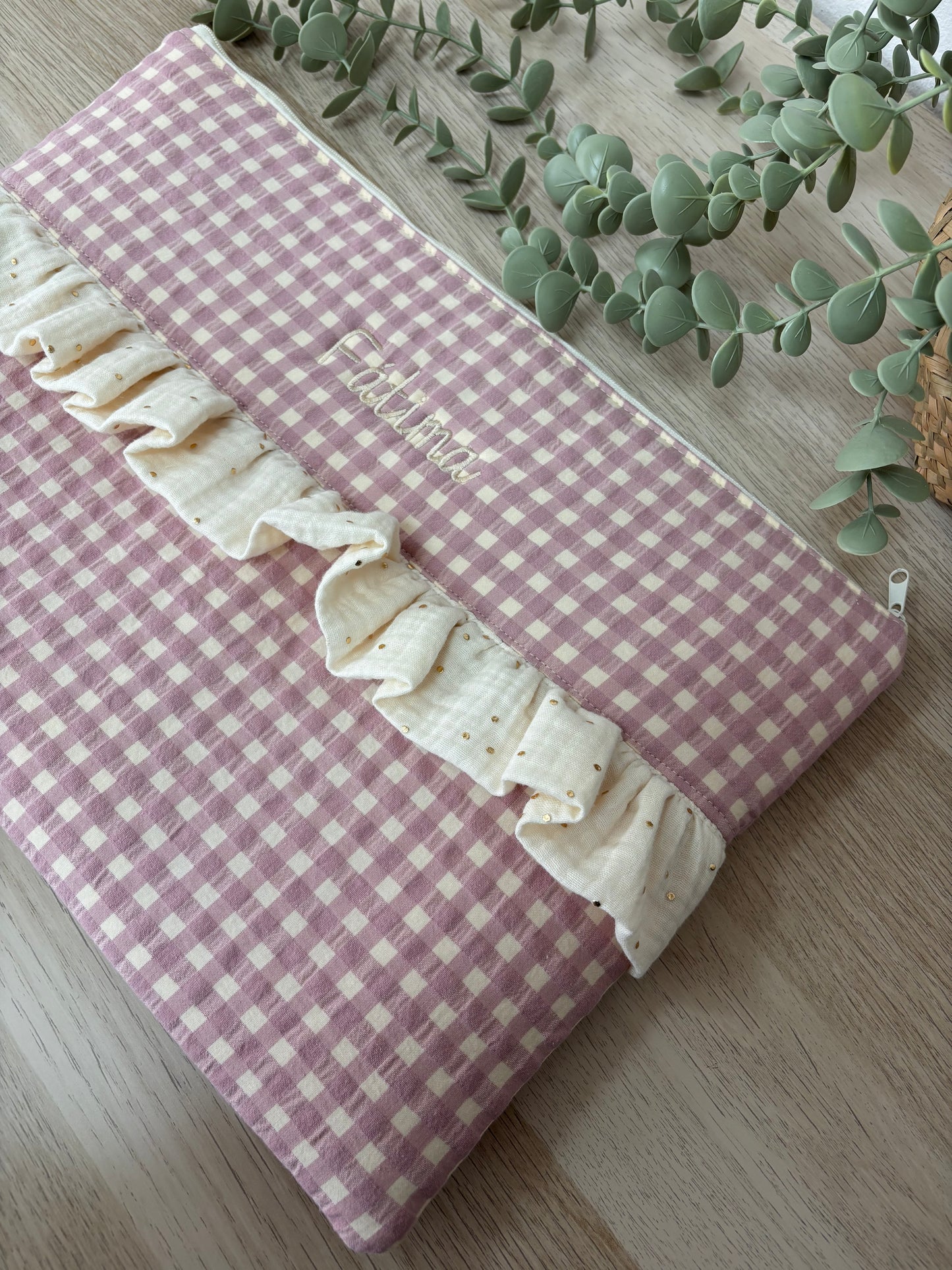 Funda ordenador o tablet VICHY ROSA + volante GOLDEN