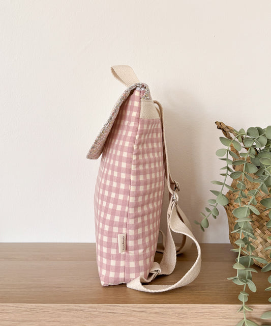 Mochila solapa VICHY ROSA + JULIETA