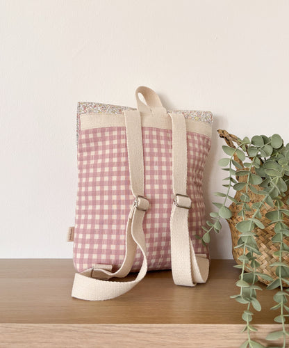 Mochila solapa VICHY ROSA + JULIETA