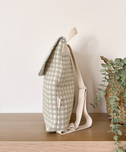 Mochila solapa VICHY VERDE + OLIVIA