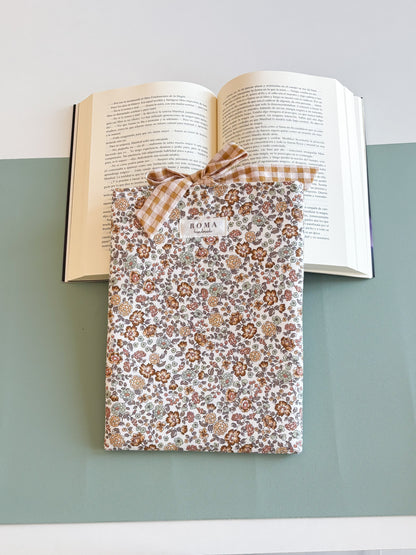 Funda para libro BRUNA con lazo VICHY CARAMELO