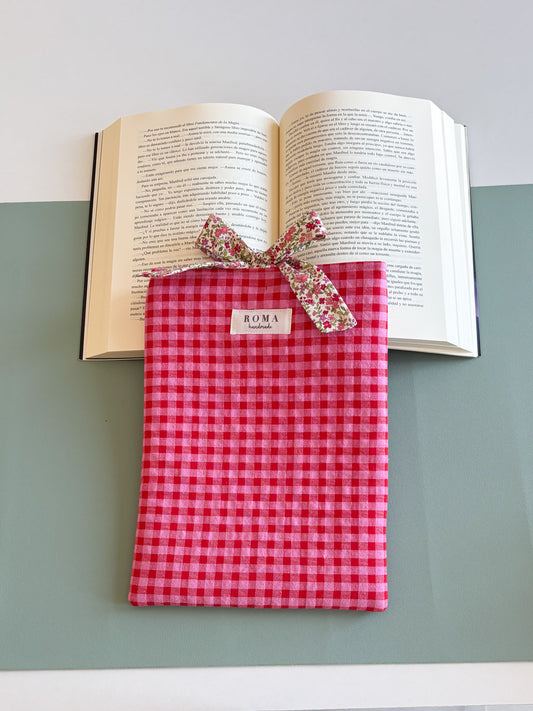 Funda para libro VICHY FRESA con lazo ZOE