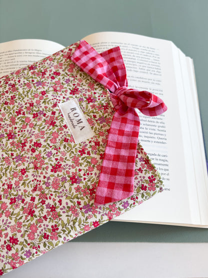 Funda para libro ZOE con lazo VICHY FRESA