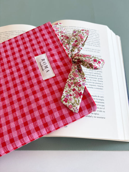 Funda para libro VICHY FRESA con lazo ZOE