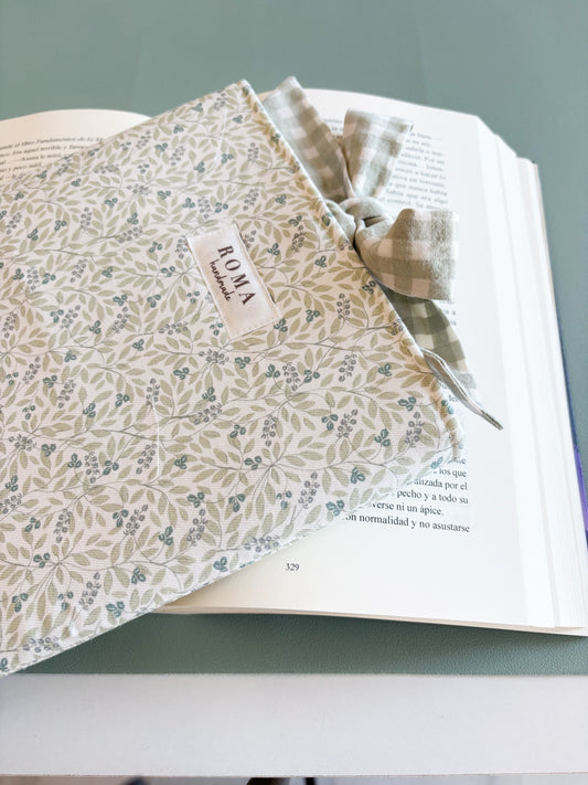 Funda para libro OLIVIA con lazo VICHY VERDE