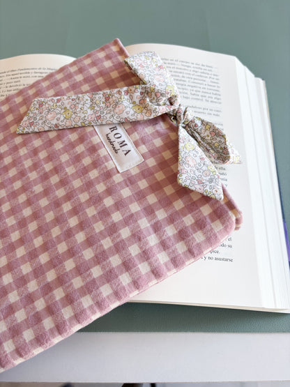 Funda para libro VICHY ROSA con lazo JULIETA