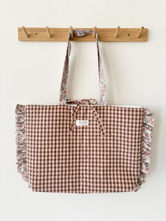 Bolso VICHY CHOCOLATE + volantes NOA