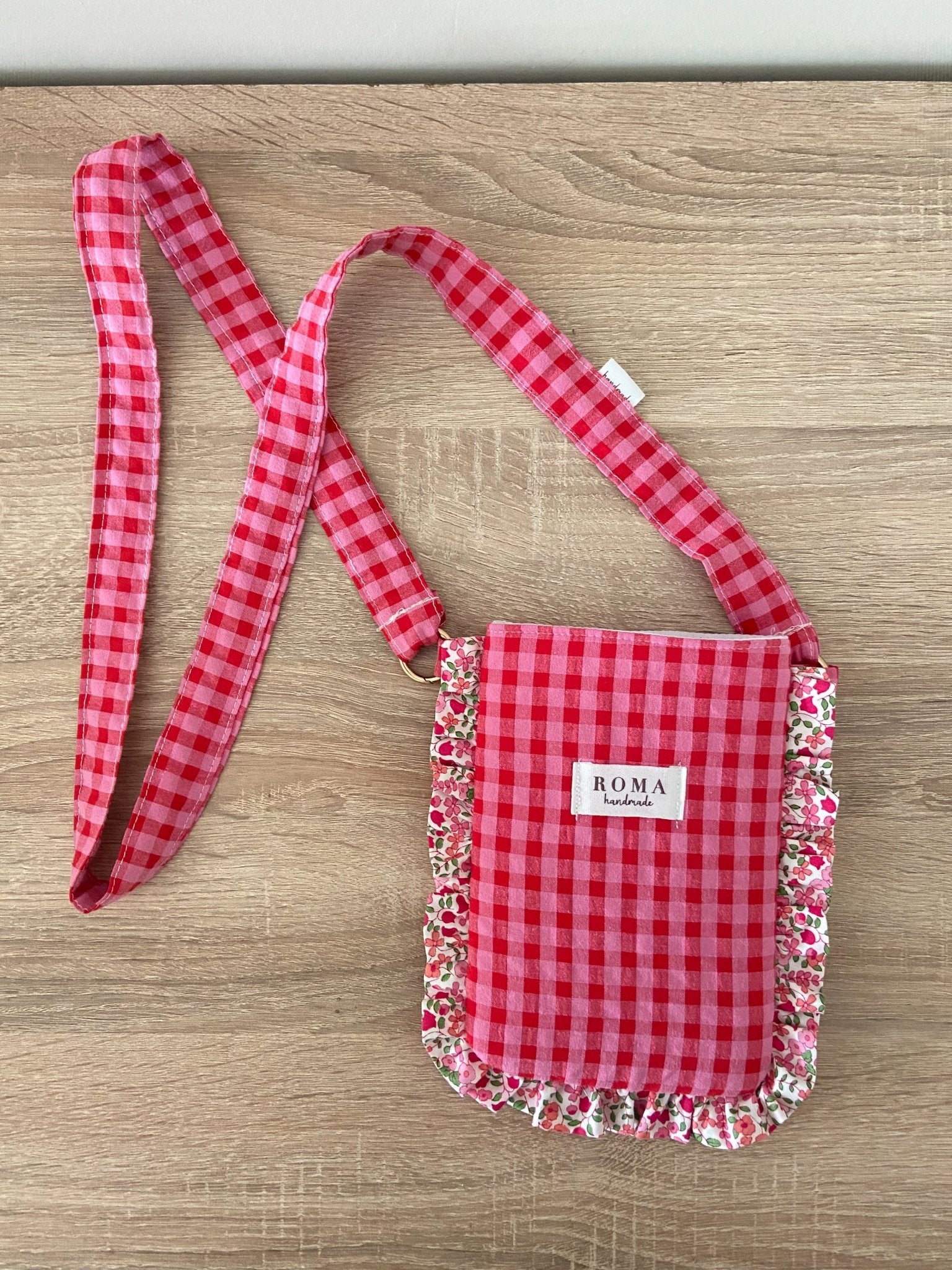 Bolso PORTAMÓVIL - VICHY FRESITA + BETH hecho artesanalmente en España.