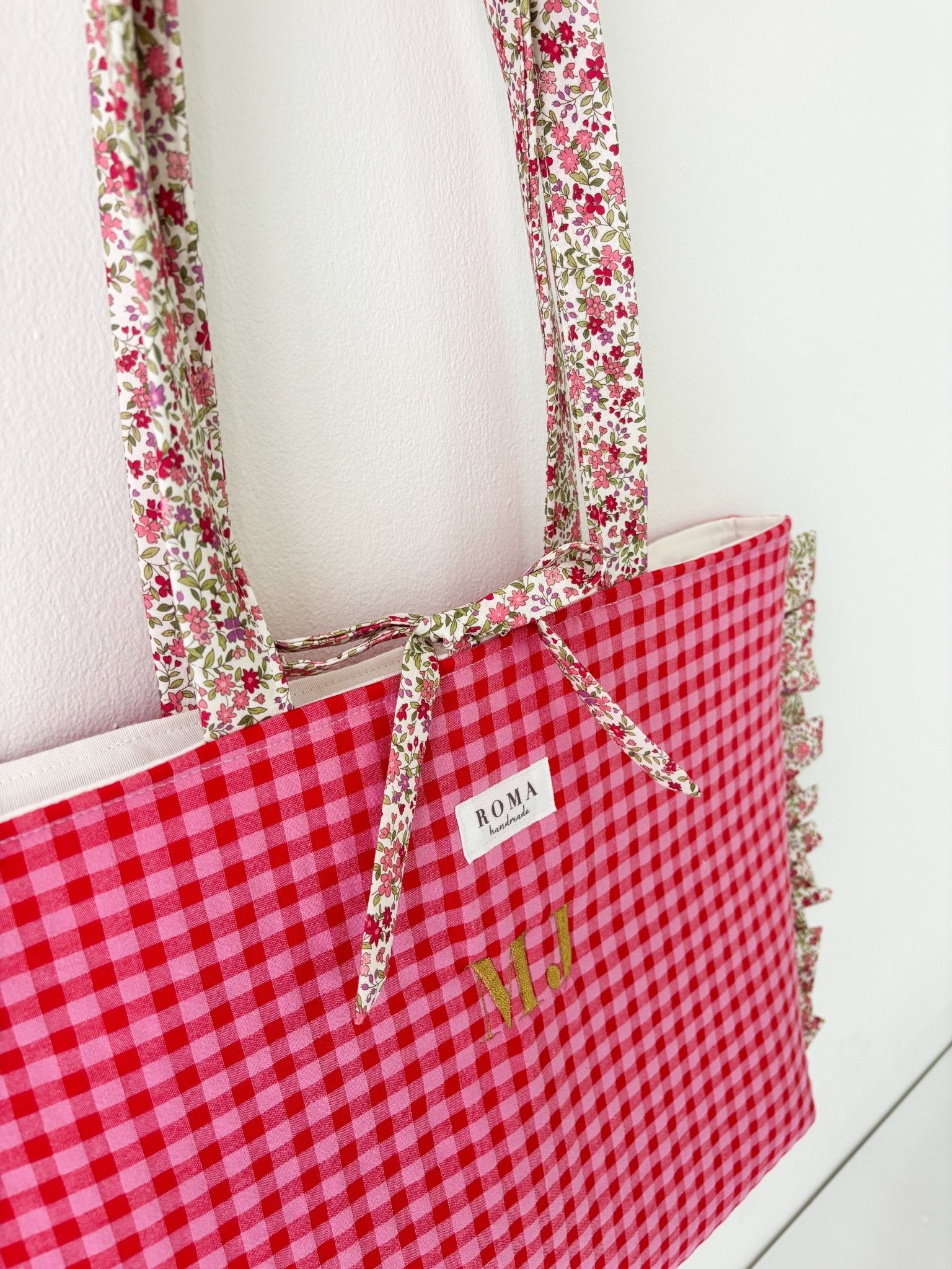 Bolso VICHY FRESITA + volantes ZOE hecho artesanalmente en España.