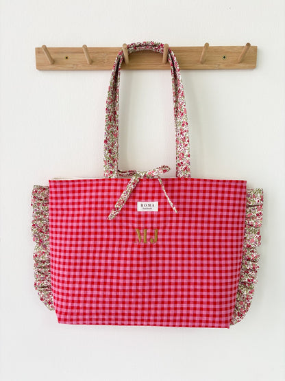 Bolso VICHY FRESITA + volantes ZOE hecho artesanalmente en España.