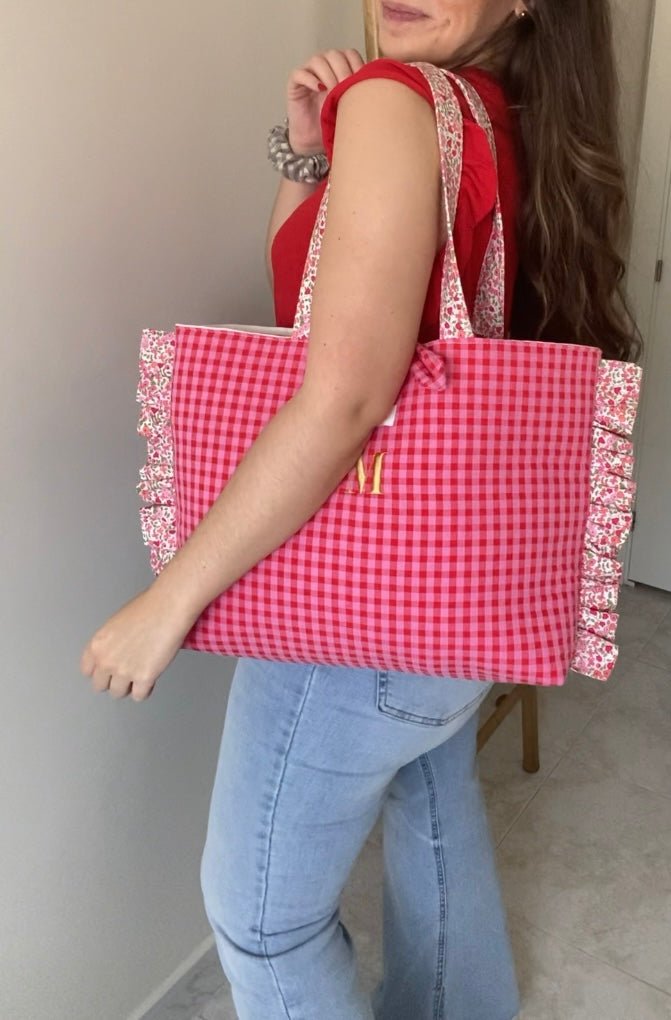 Bolso VICHY FRESITA + volantes ZOE hecho artesanalmente en España.