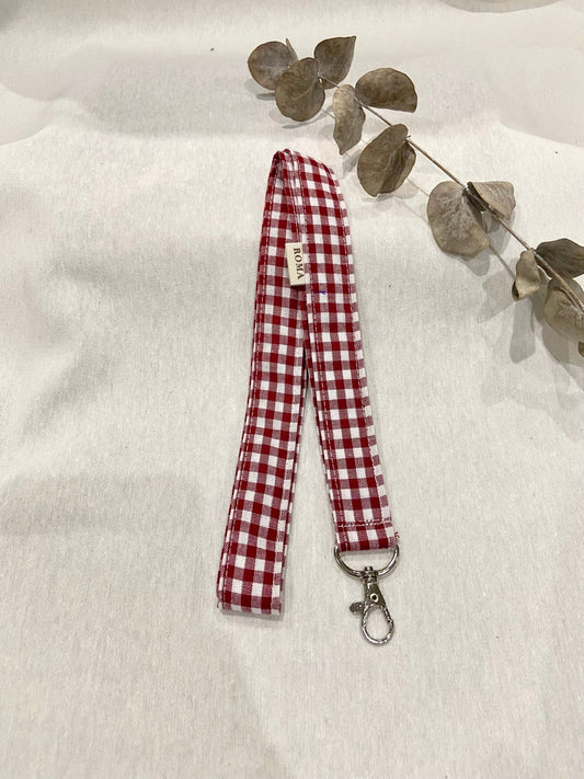 Cuelgallaves - lanyard VICHY BURDEOS hecho artesanalmente en España.