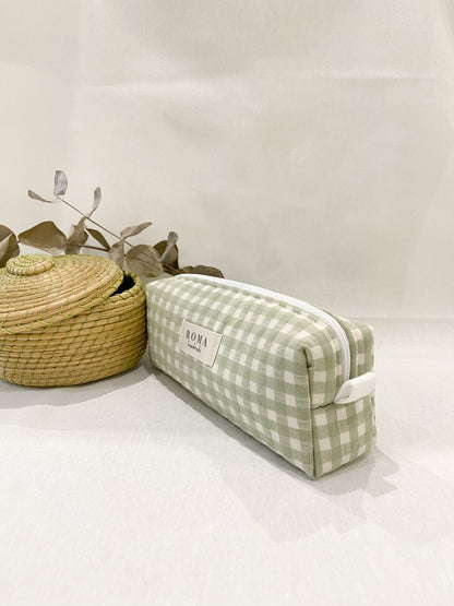 Estuche VICHY VERDE hecho artesanalmente en España.