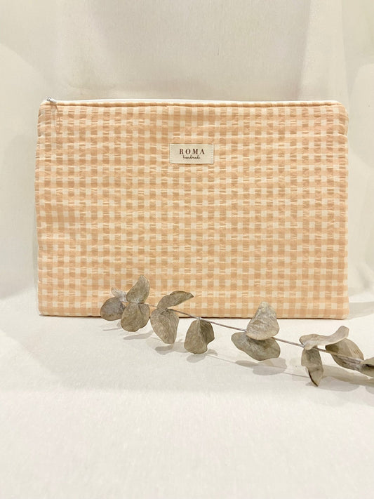 Funda ordenador o tablet VICHY MELOCOTON hecho artesanalmente en España.