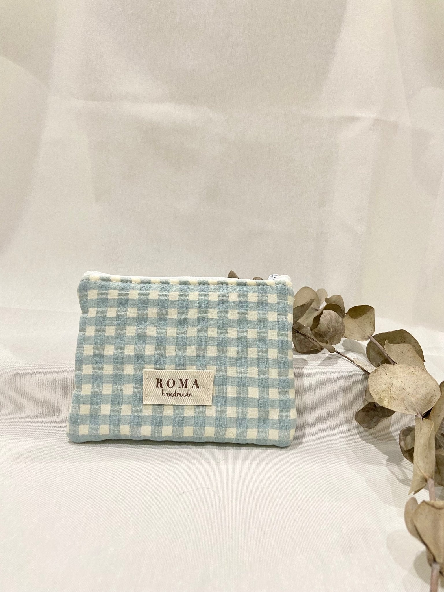 Monedero VICHY AZUL AQUA hecho artesanalmente en España.