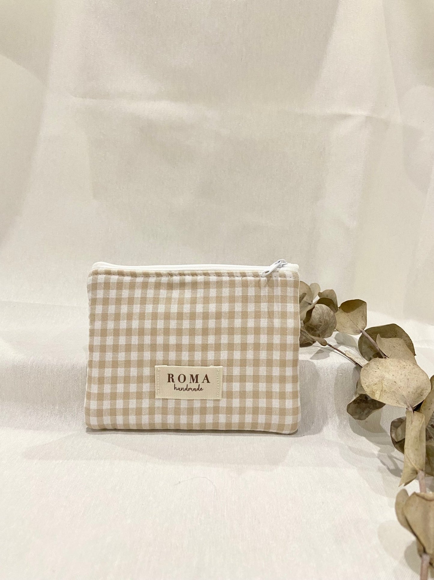 Monedero VICHY BEIGE hecho artesanalmente en España.