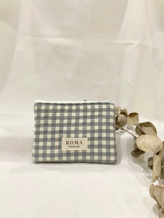 Monedero VICHY GRIS hecho artesanalmente en España.