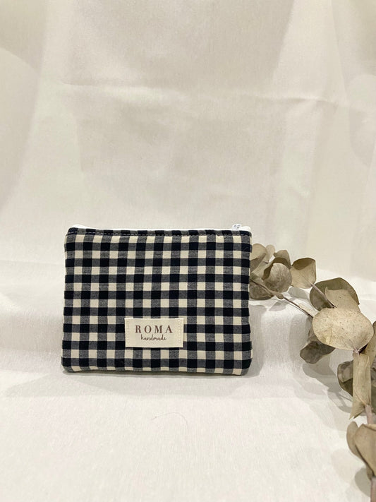 Monedero VICHY NEGRO hecho artesanalmente en España.