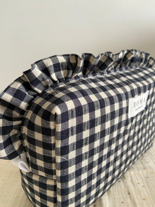 Neceser VICHY NEGRO + volante VICHY NEGRO hecho artesanalmente en España.