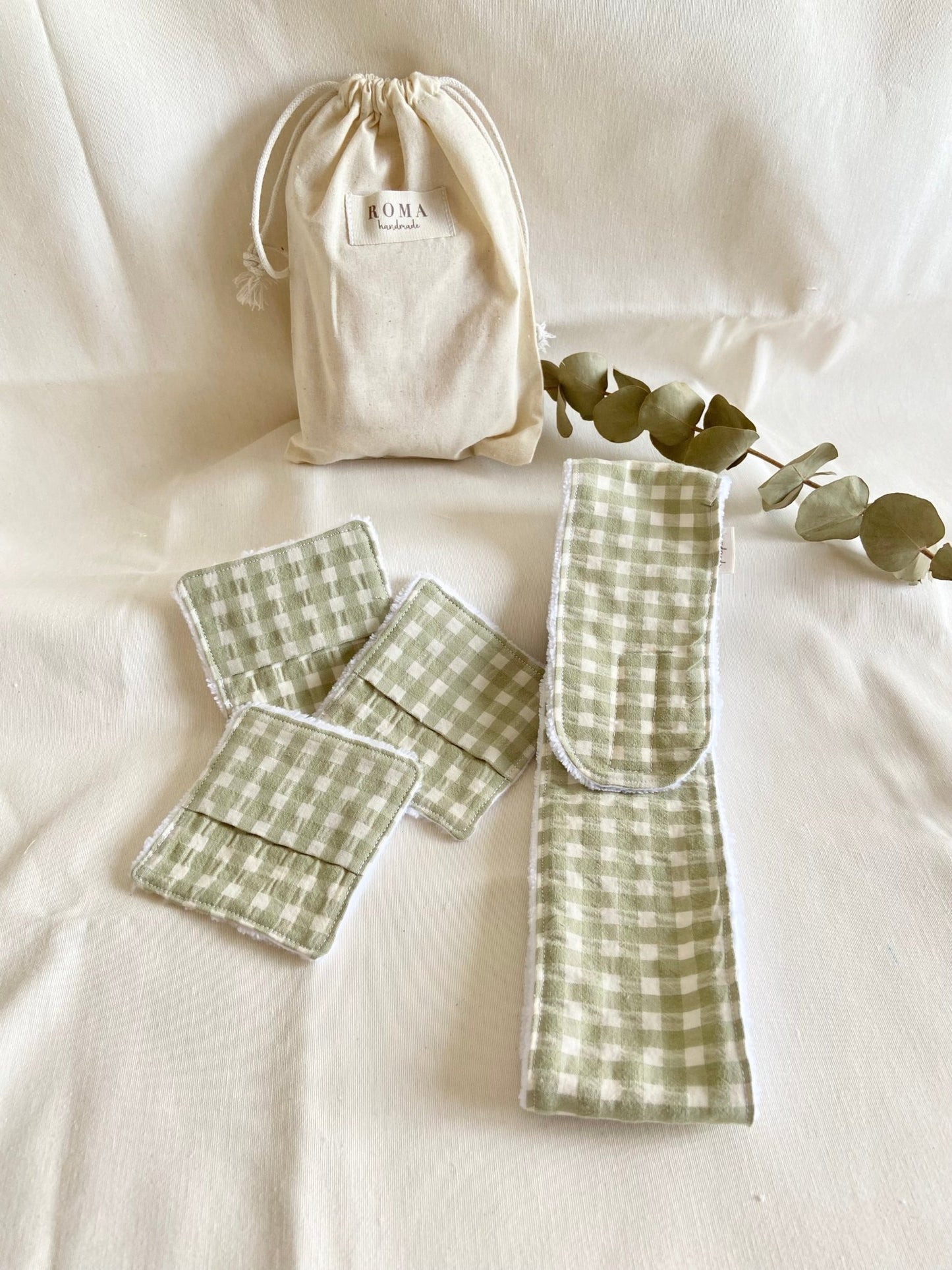 Pack Skincare reutilizables VICHY VERDE hecho artesanalmente en España.